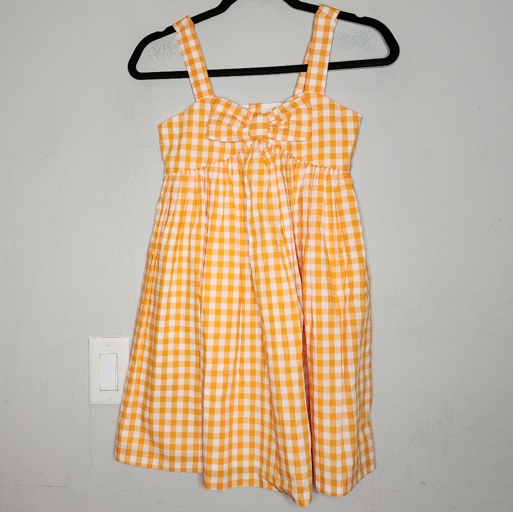 NWT Janie and Jack Sunshine Dress Apricot Gingham Kids Size‎ 10 Orange White